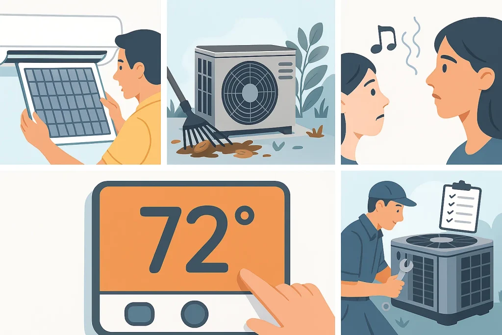 5 panel infographic on what to do before you shut down your ac for winter.