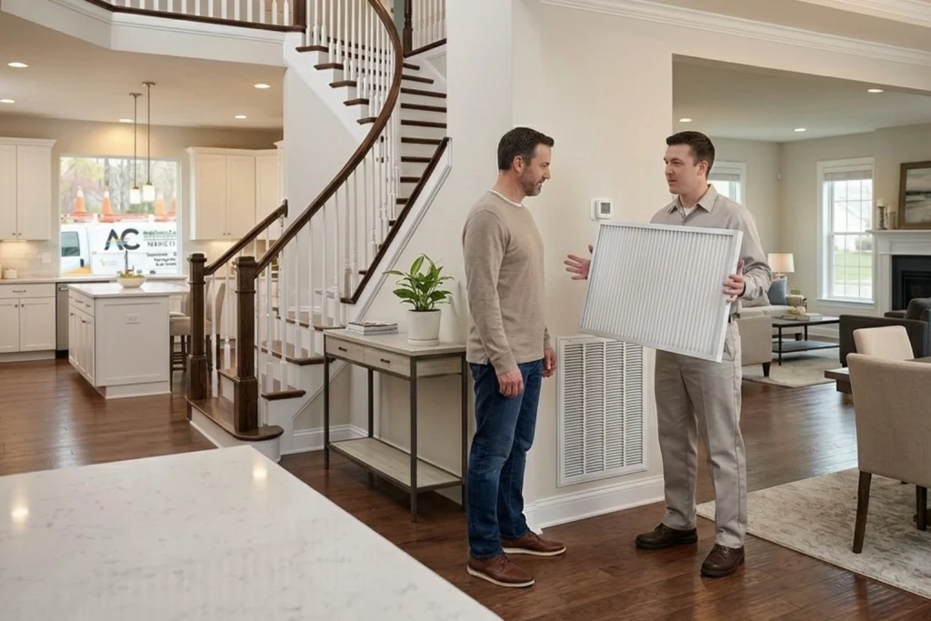 Springfield homeowner learning about spring indoor air quality