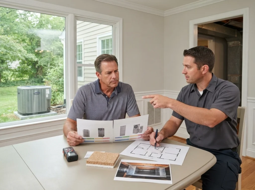 Springfield homeowner comparing SEER2 air conditioning options